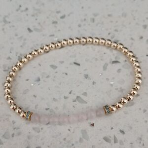Elegant Gold and Pink Tourmaline Beaded Bracelet
